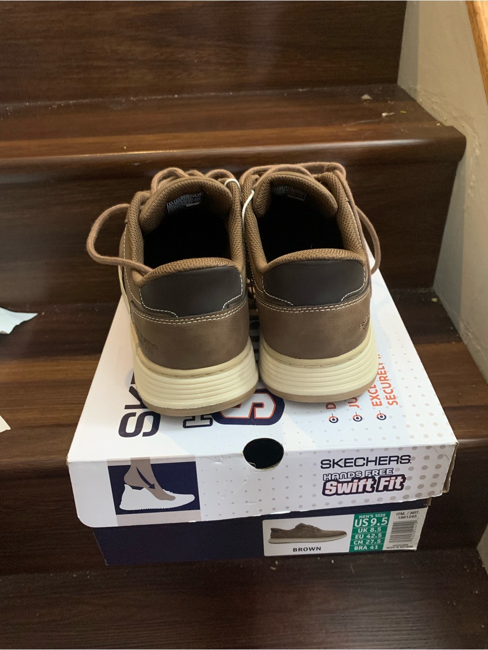 New Skechers Men's Tan Brown Lace-Up Casual Slip-On Shoes. Size 9.5 - Picture 6 of 11